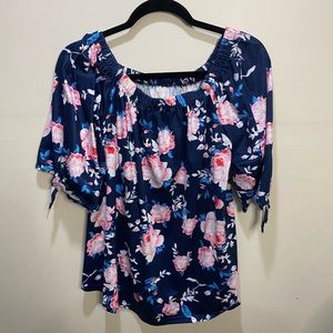 Blue Floral Off the shoulder Top Size Large